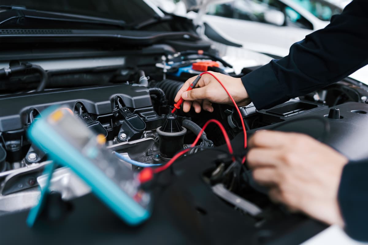 Mechanic working on a car